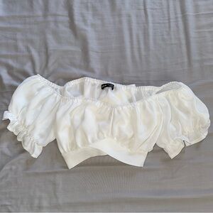 SHEIN Cream Off-Shoulder Ruffle Blouse